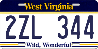 WV license plate 2ZL344