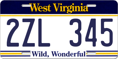 WV license plate 2ZL345