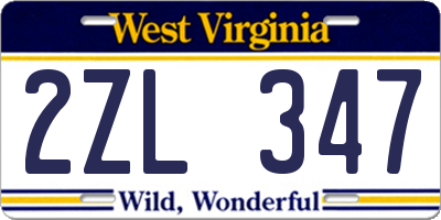 WV license plate 2ZL347