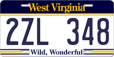WV license plate 2ZL348