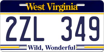WV license plate 2ZL349
