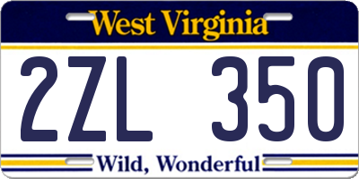 WV license plate 2ZL350