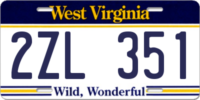 WV license plate 2ZL351