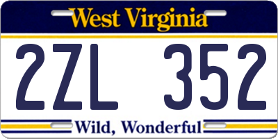 WV license plate 2ZL352