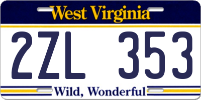 WV license plate 2ZL353