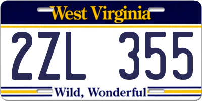 WV license plate 2ZL355