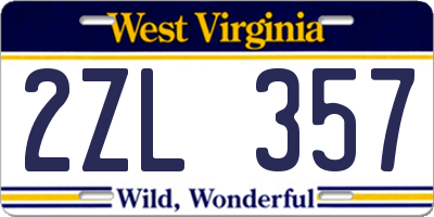 WV license plate 2ZL357