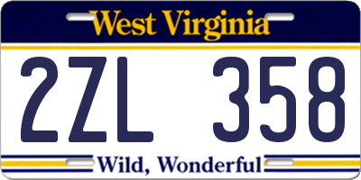 WV license plate 2ZL358