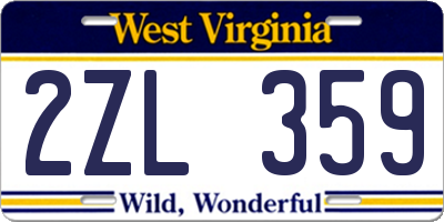 WV license plate 2ZL359