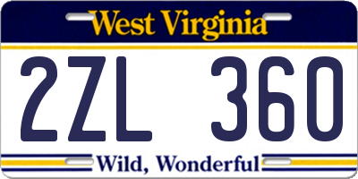 WV license plate 2ZL360
