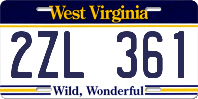 WV license plate 2ZL361