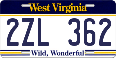 WV license plate 2ZL362