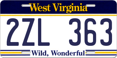 WV license plate 2ZL363