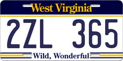 WV license plate 2ZL365