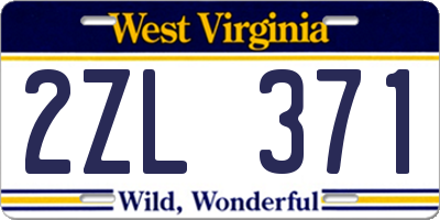 WV license plate 2ZL371