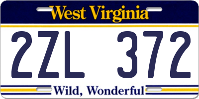 WV license plate 2ZL372