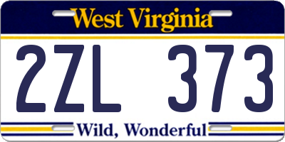 WV license plate 2ZL373