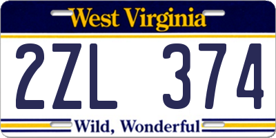 WV license plate 2ZL374