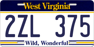 WV license plate 2ZL375