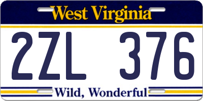 WV license plate 2ZL376