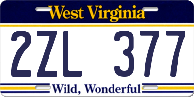WV license plate 2ZL377