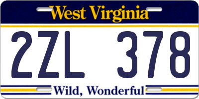 WV license plate 2ZL378