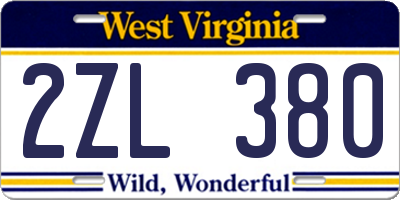 WV license plate 2ZL380