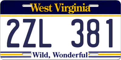 WV license plate 2ZL381