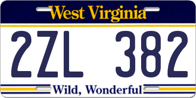 WV license plate 2ZL382