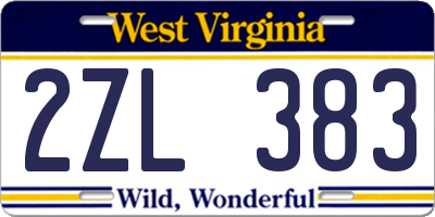 WV license plate 2ZL383