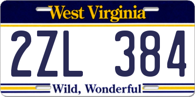 WV license plate 2ZL384