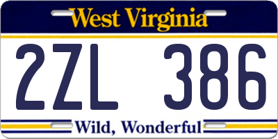 WV license plate 2ZL386