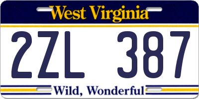 WV license plate 2ZL387