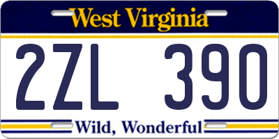 WV license plate 2ZL390