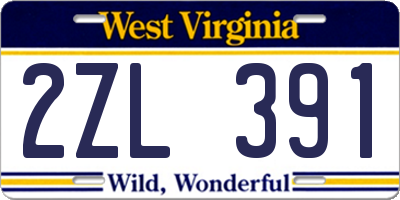 WV license plate 2ZL391