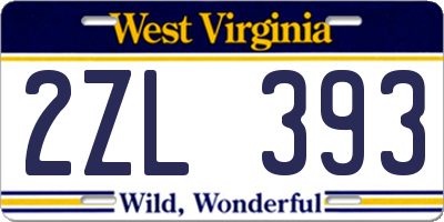 WV license plate 2ZL393