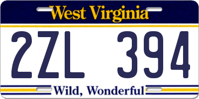 WV license plate 2ZL394
