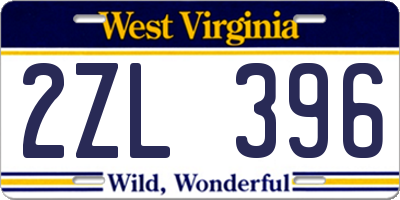 WV license plate 2ZL396