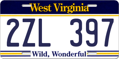 WV license plate 2ZL397
