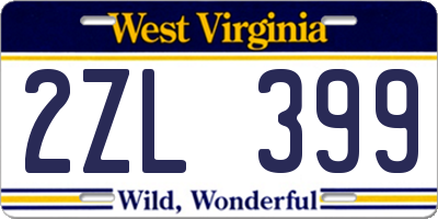 WV license plate 2ZL399