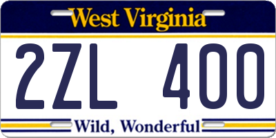 WV license plate 2ZL400