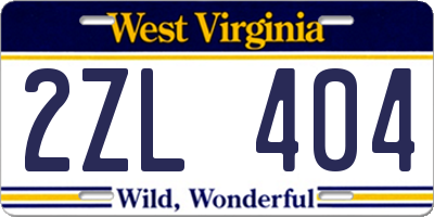 WV license plate 2ZL404