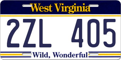 WV license plate 2ZL405