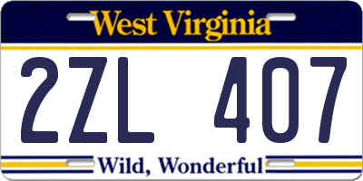 WV license plate 2ZL407