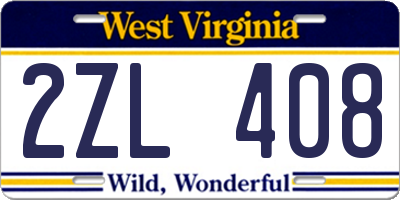 WV license plate 2ZL408