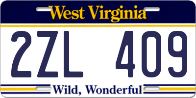 WV license plate 2ZL409