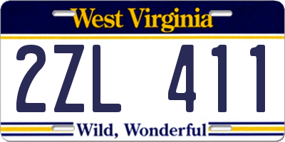 WV license plate 2ZL411