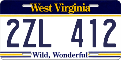 WV license plate 2ZL412