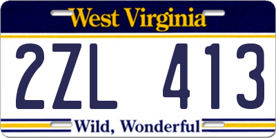 WV license plate 2ZL413