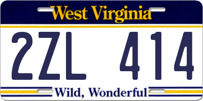 WV license plate 2ZL414